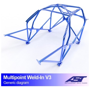 Multipoint E30 Touring V3 rolkooi van AST Roll Cages voor de achterwielaangedreven BMW E30 Touring