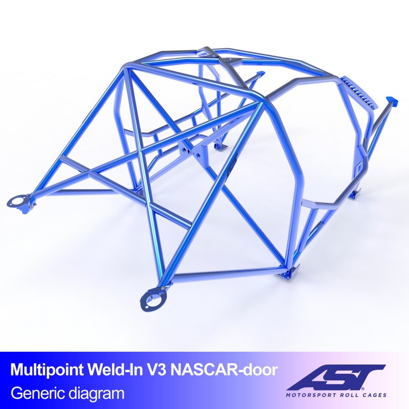 AST Multipoint Weld-in Roll Cage BMW E30 Touring V3 NASCAR door 2 Detail of the curved NASCAR door bars in the door of the BMW E30 5-door Touring