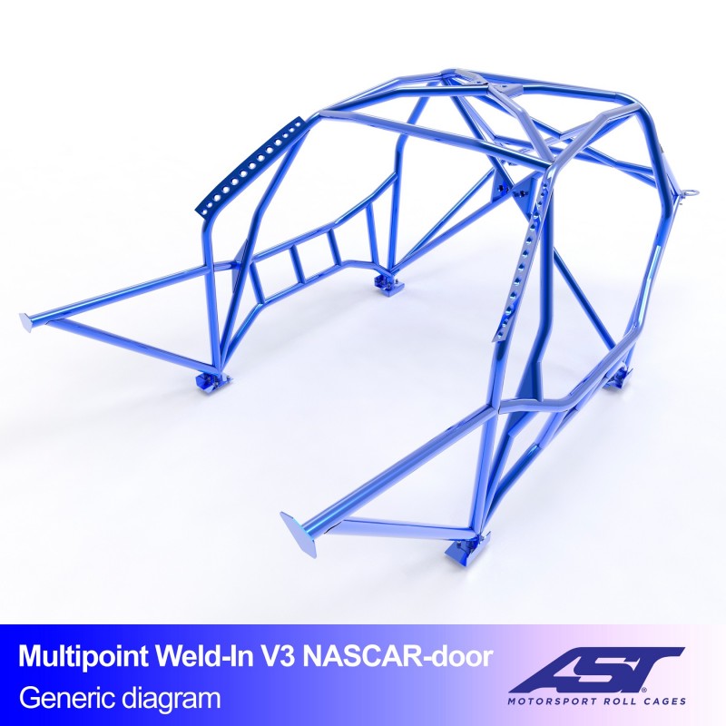 AST Multipoint Weld-in Roll Cage BMW E30 Touring V3 NASCAR door 1 Multipoint E30 Touring V3 NASCAR roll cage by AST Roll Cages for the rear-wheel-drive BMW E30 Touring