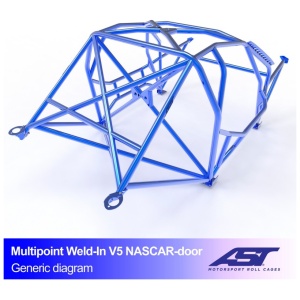 Multipoint E34 Sedan V5 NASCAR rolkooi van AST Roll Cages voor de BMW E34 Sedan