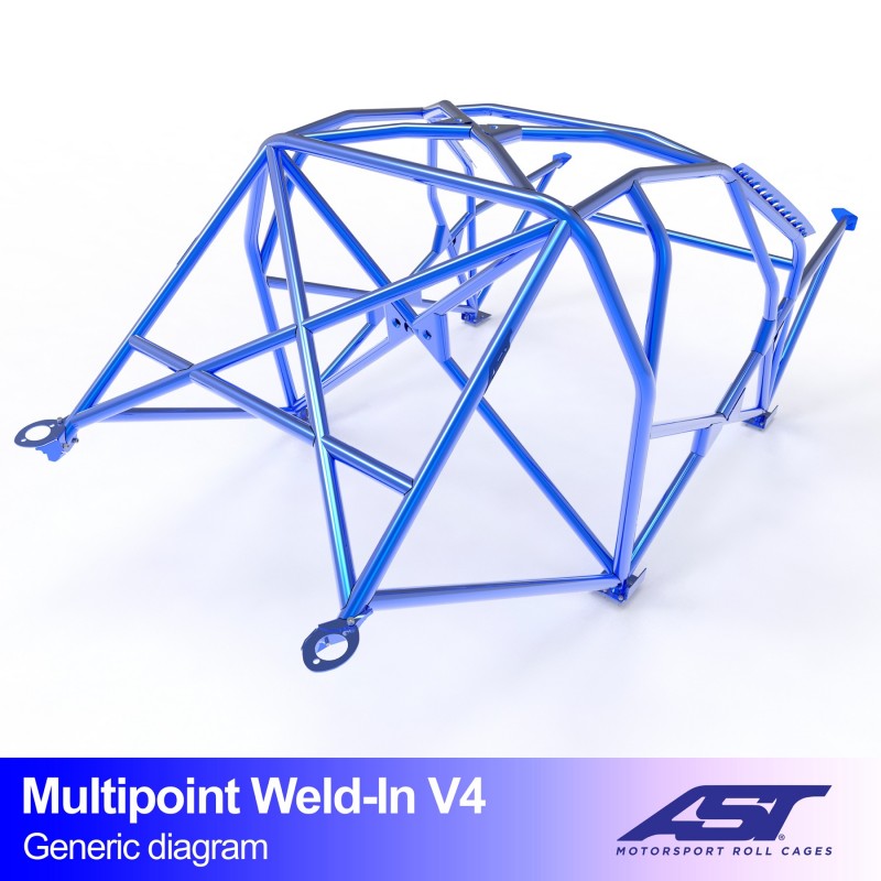 AST Multipoint Weld-in Roll Cage BMW E34 Touring V4 2 Detail photo of the harness bar and additional diagonal brace in the BMW E34 Touring roll cage