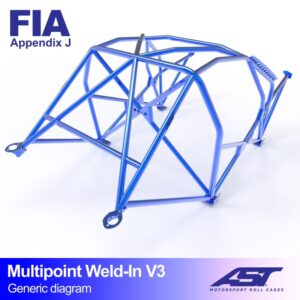 Multipoint 350Z V3 rolkooi van AST Roll Cages met tien laspunten voor de Nissan 350Z Z33 Coupé