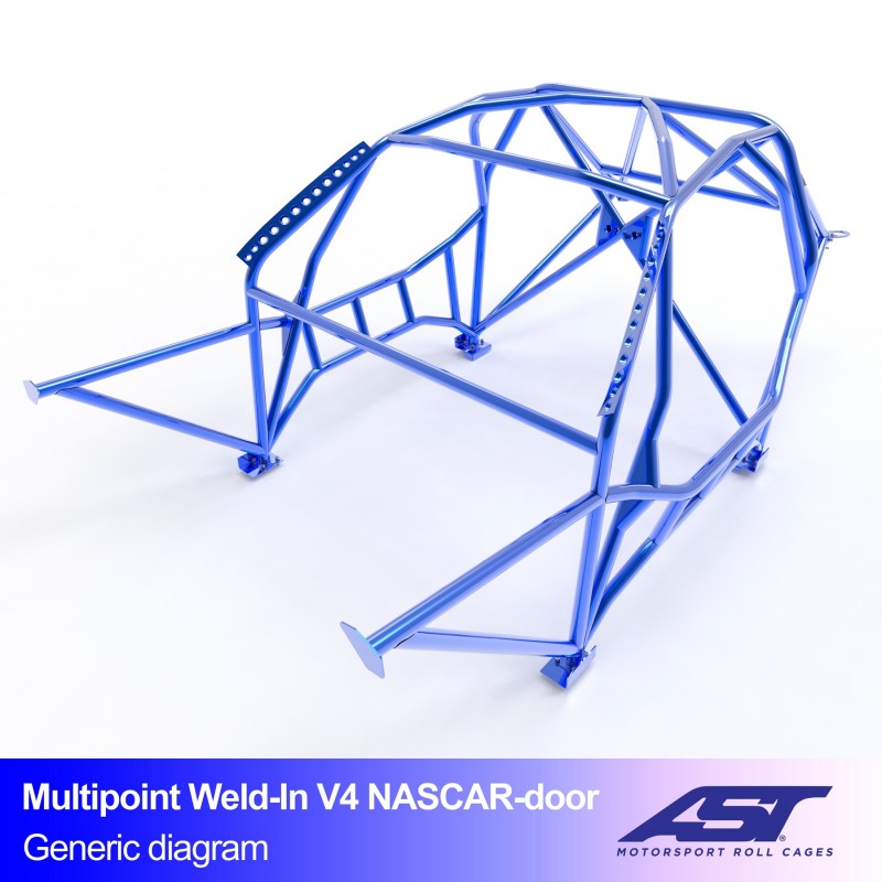 AST Multipoint Inlas Rolkooi Nissan 350Z Z33 Coupé V4 NASCAR-deur 1 Multipoint 350Z V4 NASCAR rolkooi van AST Roll Cages met harnasbalk en NASCAR-deurbalken voor de Nissan 350Z Z33