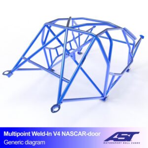 Multipoint 350Z V4 NASCAR rolkooi van AST Roll Cages met harnasbalk en NASCAR-deurbalken voor de Nissan 350Z Z33