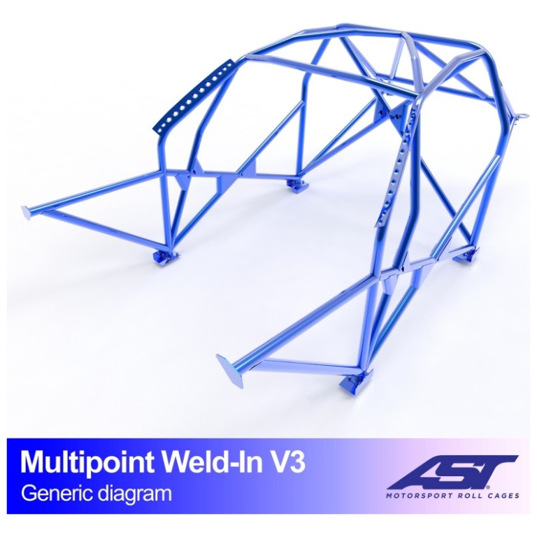 Multipoint Micra K11 5-deurs V3 van AST Roll Cages voor de Nissan Micra K11 5-deurs Hatchback