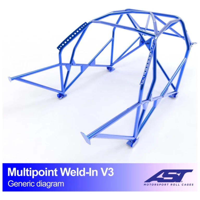 Multipoint Micra K11 5-deurs V3 van AST Roll Cages voor de Nissan Micra K11 5-deurs Hatchback