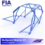 AST Multipoint weld-in roll cage BMW E36 Coupé V3, welded-in roll cage, front view