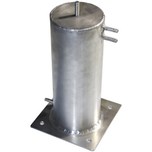 Aluminium swirl pot van 1,5 liter met 8 mm aansluitingen en voetplaat