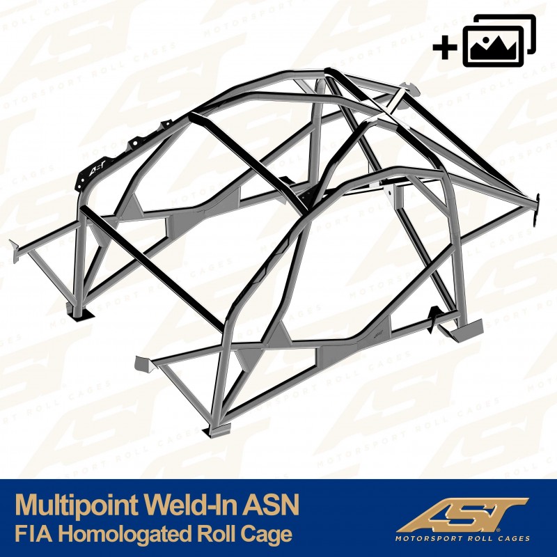 AST Multipoint Weld-in Roll Cage ASN Toyota MR2 W30 2-door Roadster 2 Multipoint Inlas Rolkooi ASN in de Toyota MR2 W30 2-deurs Roadster, tekening van AST