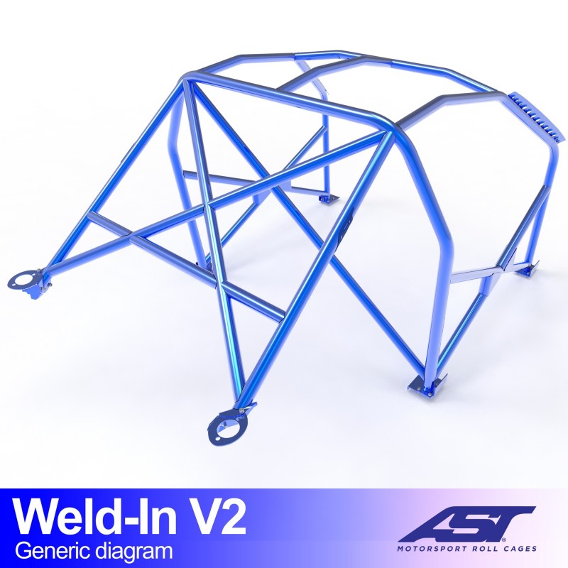 AST Weld-in Roll Cage Toyota Aristo S160 4-door Sedan V2 2 Inlas Rolkooi in de Toyota Aristo S160 4-deurs Sedan, versie V2, tekening van AST