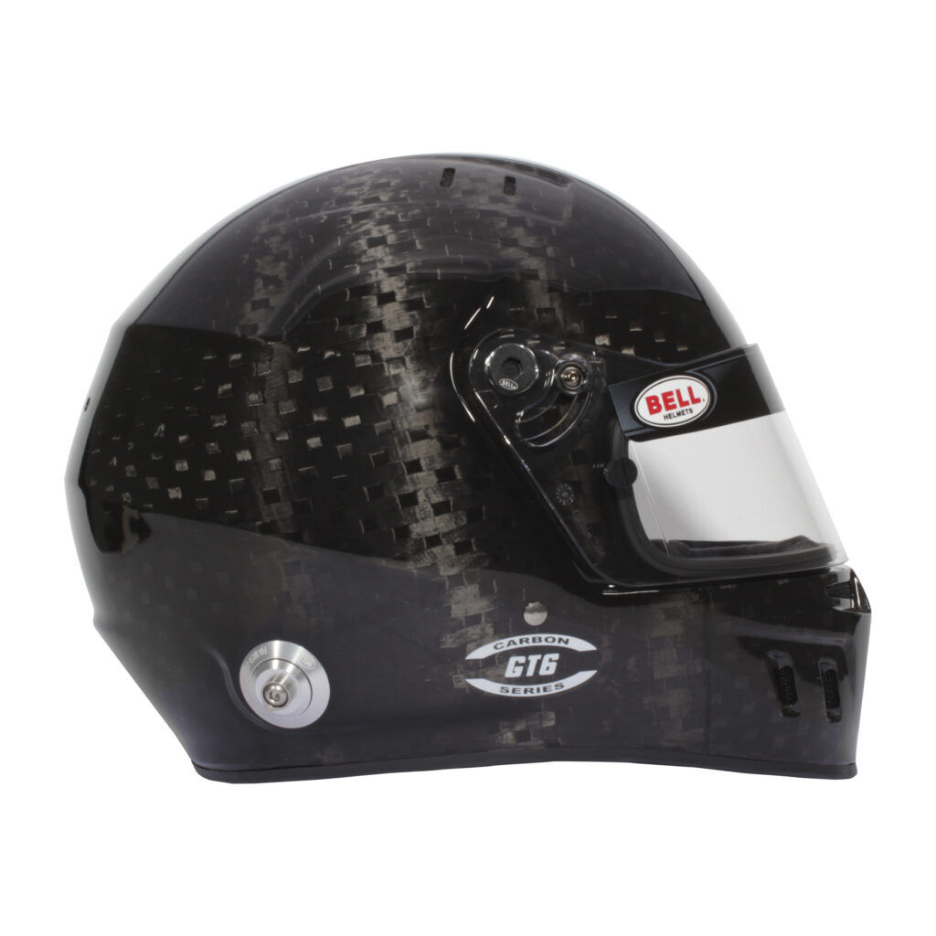 Bell GT6 Carbon full face helmet 4 Rechterzijde van de Bell GT6 carbon autosporthelm met HANS-anker