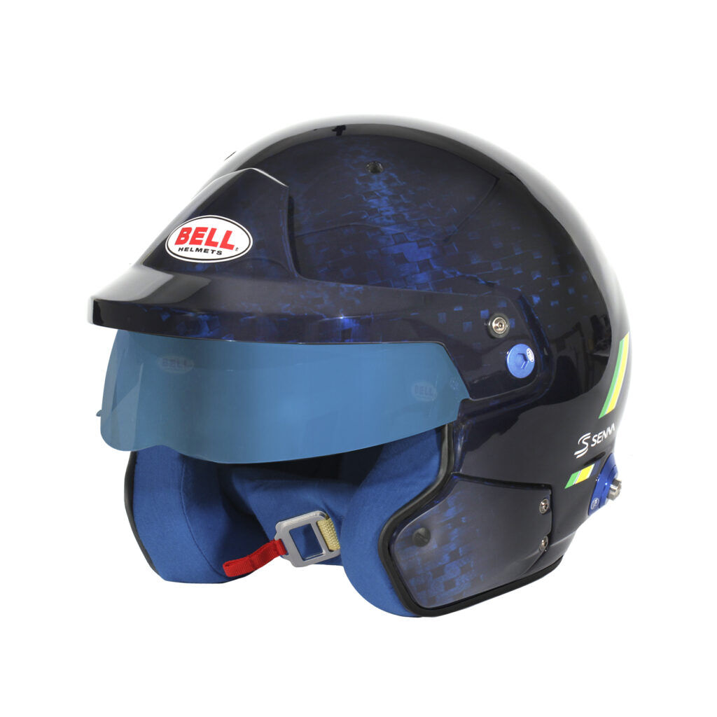 Bell MAG-10 Carbon Ayrton Senna open face helmet 1 Bell MAG-10 Carbon Ayrton Senna open face helm in Senna Blue