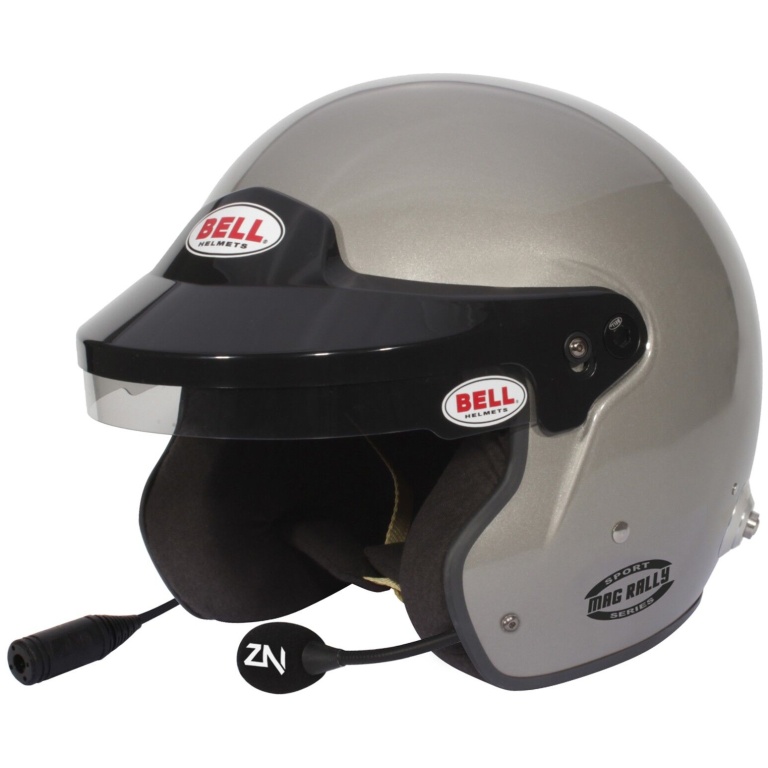 Bell MAG Rally open face rallyhelm in Titanium Silver met intercom