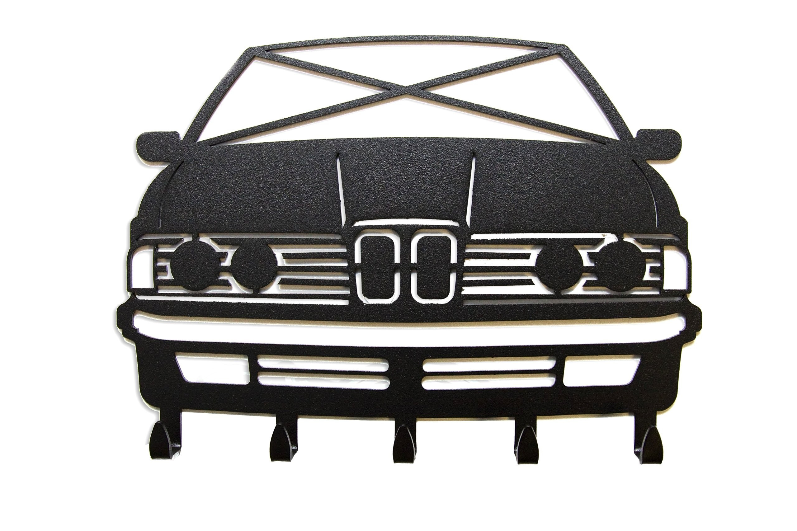 BMW E24 Drift Schlüsselbrett: Perfektes Geschenk für Autoliebhaber 2 BMW E24 Schlüsselbrett als schwarzes Wandbrett mit der Haifischnase des 6er
