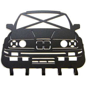 BMW E30 sleutelhanger voor aan de muur, zwart lasergesneden sleutelrek met het front van de E30