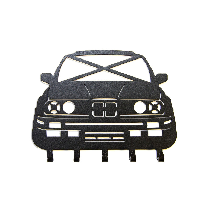 Coat Hanger BMW E30, Gift for Car Lovers 4 Black wall hanger in the shape of a BMW E30 with hooks