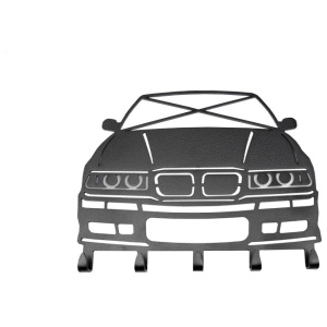 BMW E36 kledinghanger, zwarte lasergesneden wandhanger met haken