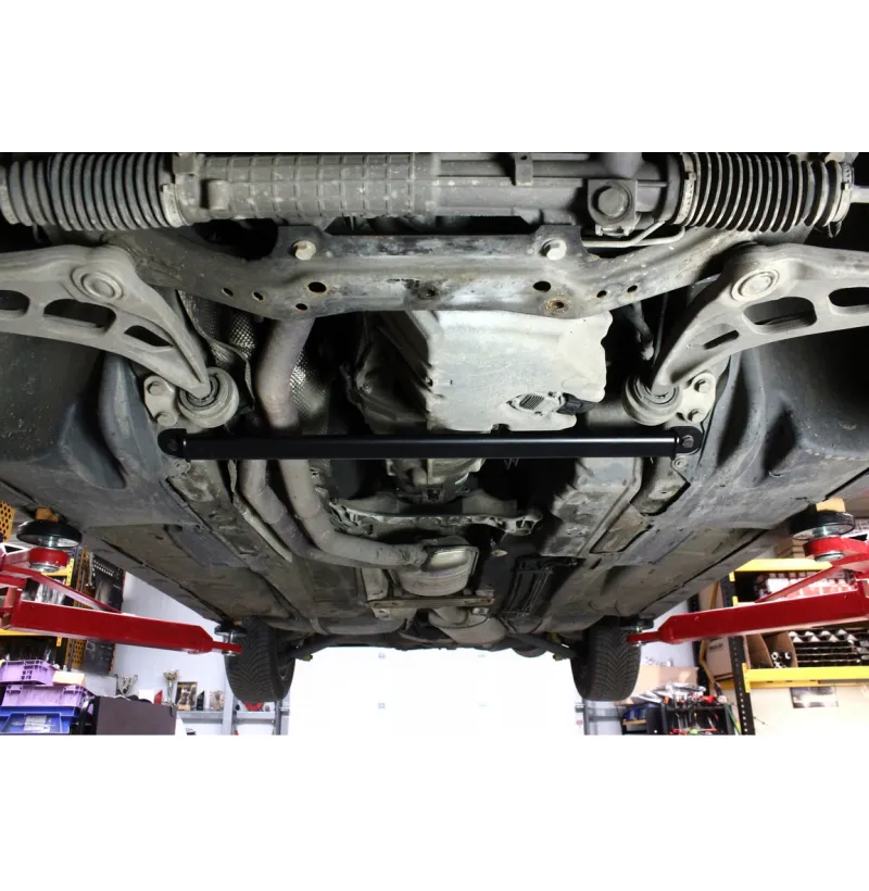 BMW E46 Lower Strut Brace 6 Lower strut brace fitted between the chassis rails underneath a BMW E46