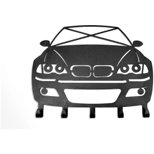 BMW E46 sleutelhanger als zwart sleutelrek met rolkooikruis en vijf haakjes
