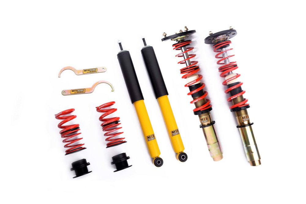 BMW E30 (82-94) MTS Technik Stance schroefset Gold (51 mm veerpoot, camberplaten voor, inlasset) 1 MTS Stance E30 Gold schroefset BMW met verzinkte dempers en Eibach-veren