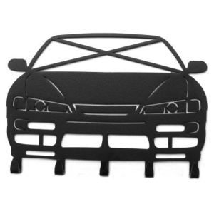 S14 S14A sleutelhanger: zwart sleutelrek met het front van de Nissan Silvia