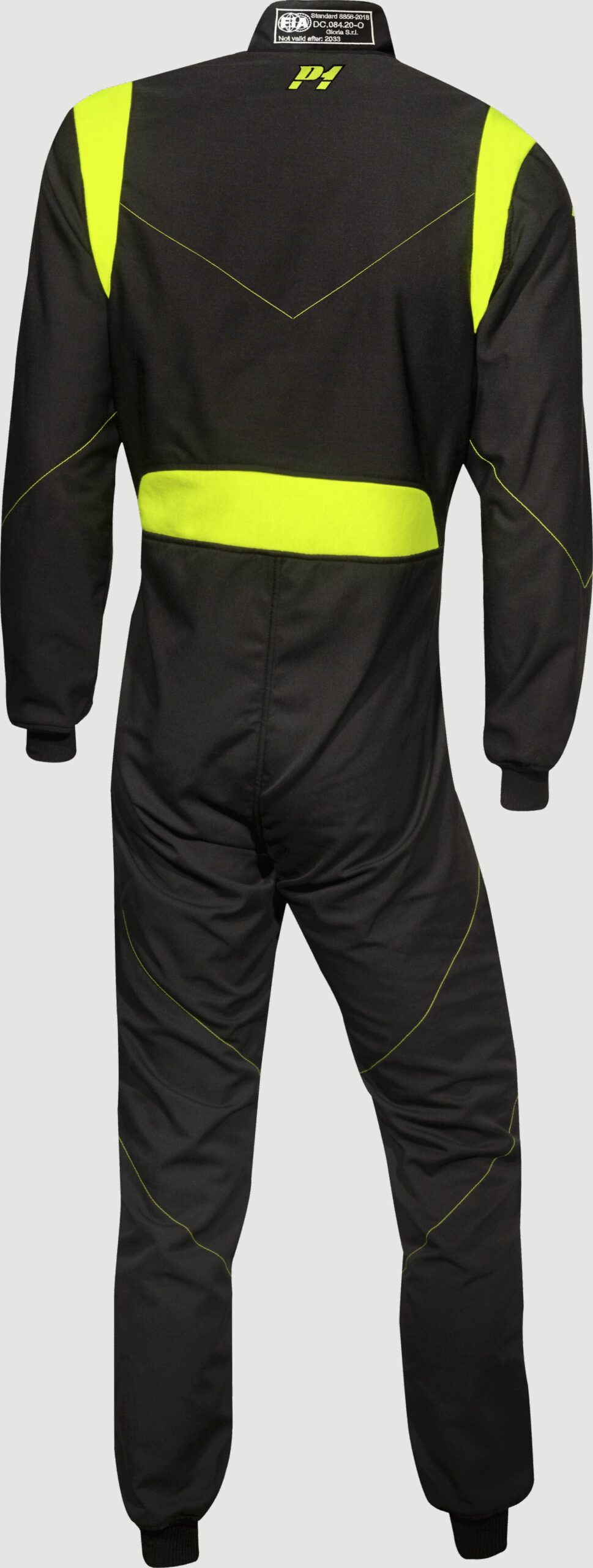 P1 Corsa FIA racing suit 4 Achterkant van de P1 Corsa overall met stretch op de onderrug