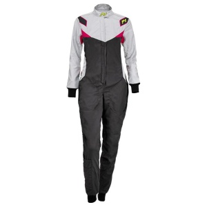 P1 Diva race overall voor dames in antraciet, zilver en fuchsia