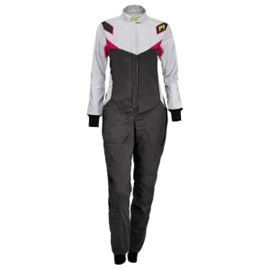 P1 Diva race overall voor dames in antraciet, zilver en fuchsia