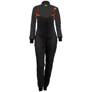 P1 Diva race overall voor dames in antraciet, zilver en fuchsia
