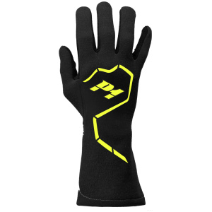P1 Fast FIA handschoenen in zwart met neon gele details