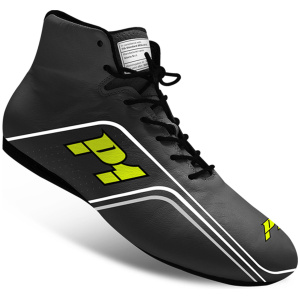 P1 Superlight FIA raceschoenen in zwart kangoeroeleer, zijaanzicht