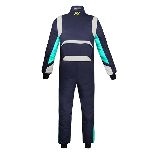 P1 Young Gun FIA Kinder-Rennanzug 4 Rugzijde van het lichte P1 kinderracepak Young Gun
