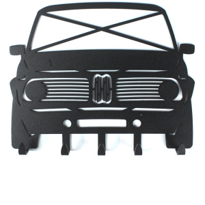 Sleutelhangerhouder BMW 2002 als zwart sleutelrek met de ronde koplampen en nieren van de 02-serie