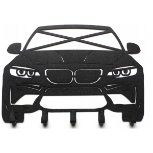 Sleutelhangerhouder BMW M2 F87 in zwart, sleutelrek voor aan de muur in de vorm van de voorkant