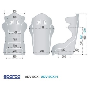 Sparco ADV SCX FIA kuipstoel, vooraanzicht