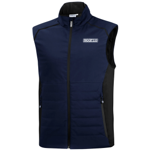 Sparco bodywarmer in zwart, vooraanzicht met centrale rits