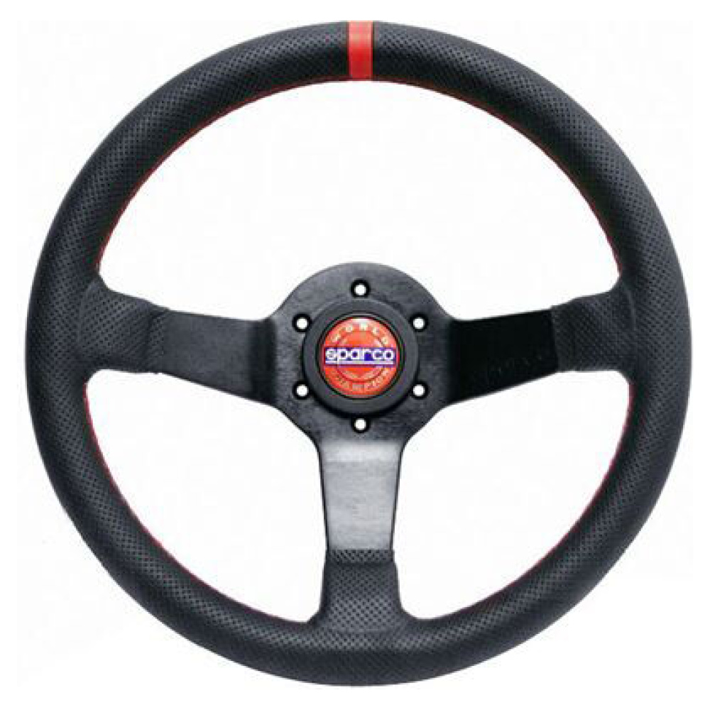 Sparco Champion tuning stuur met geperforeerd leder en semi diepe schotel
