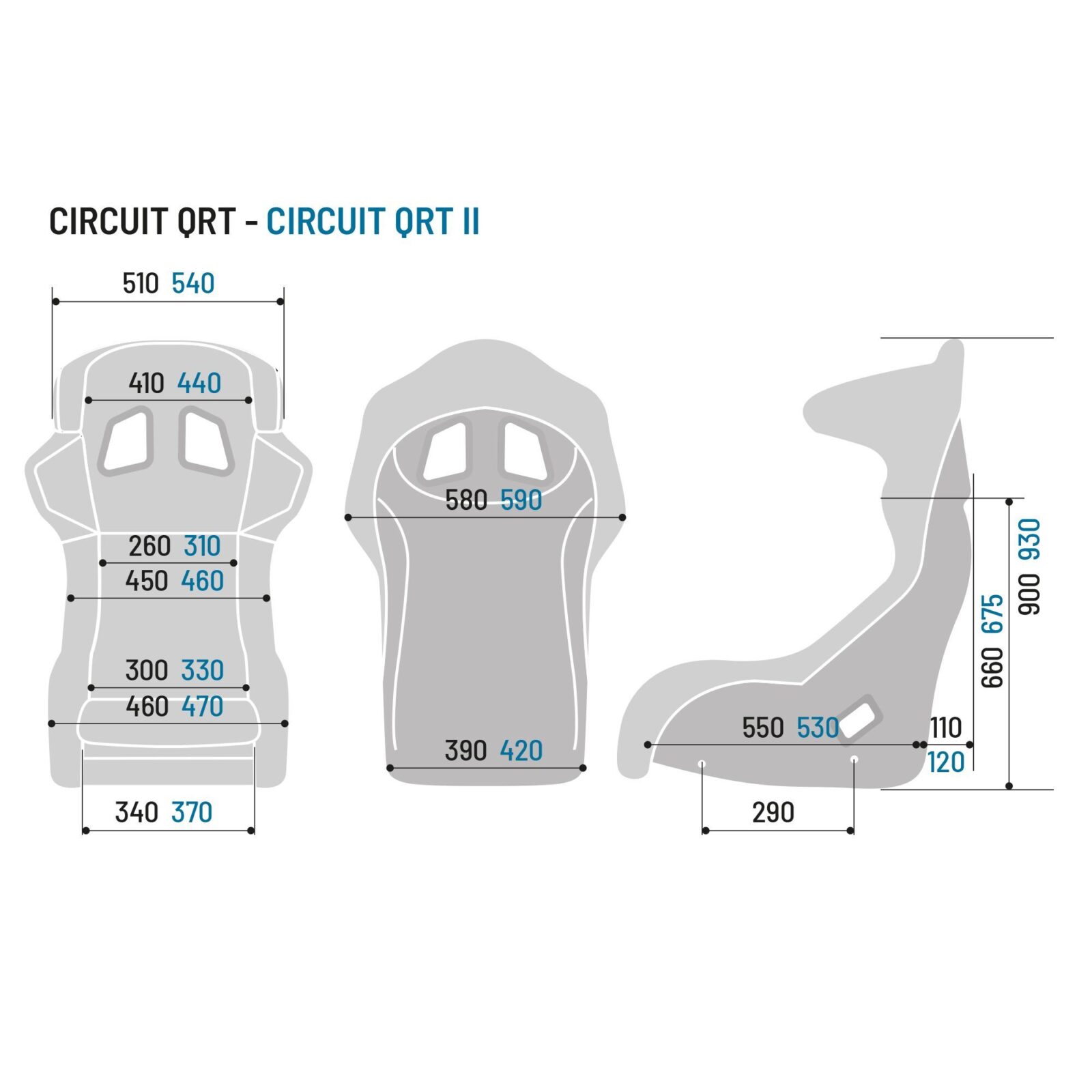 Siège gaming Circuit II QRT Sparco 2 Ander aanzicht van de Circuit simracestoel van glasvezel