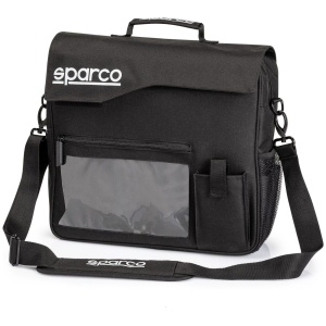 Zwarte Sparco co-driver tas met handvat en schouderband