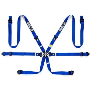 Blauwe Sparco Competition gordel 2 inch met 6 punten