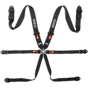 Sparco H-3 Steel 2026 FIA gordel 6-punts in blauw met 3 inch banden