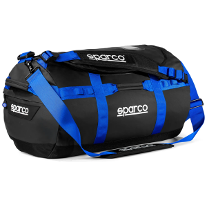 Sparco Dakar duffle bag small van 60 liter in zwart met blauw