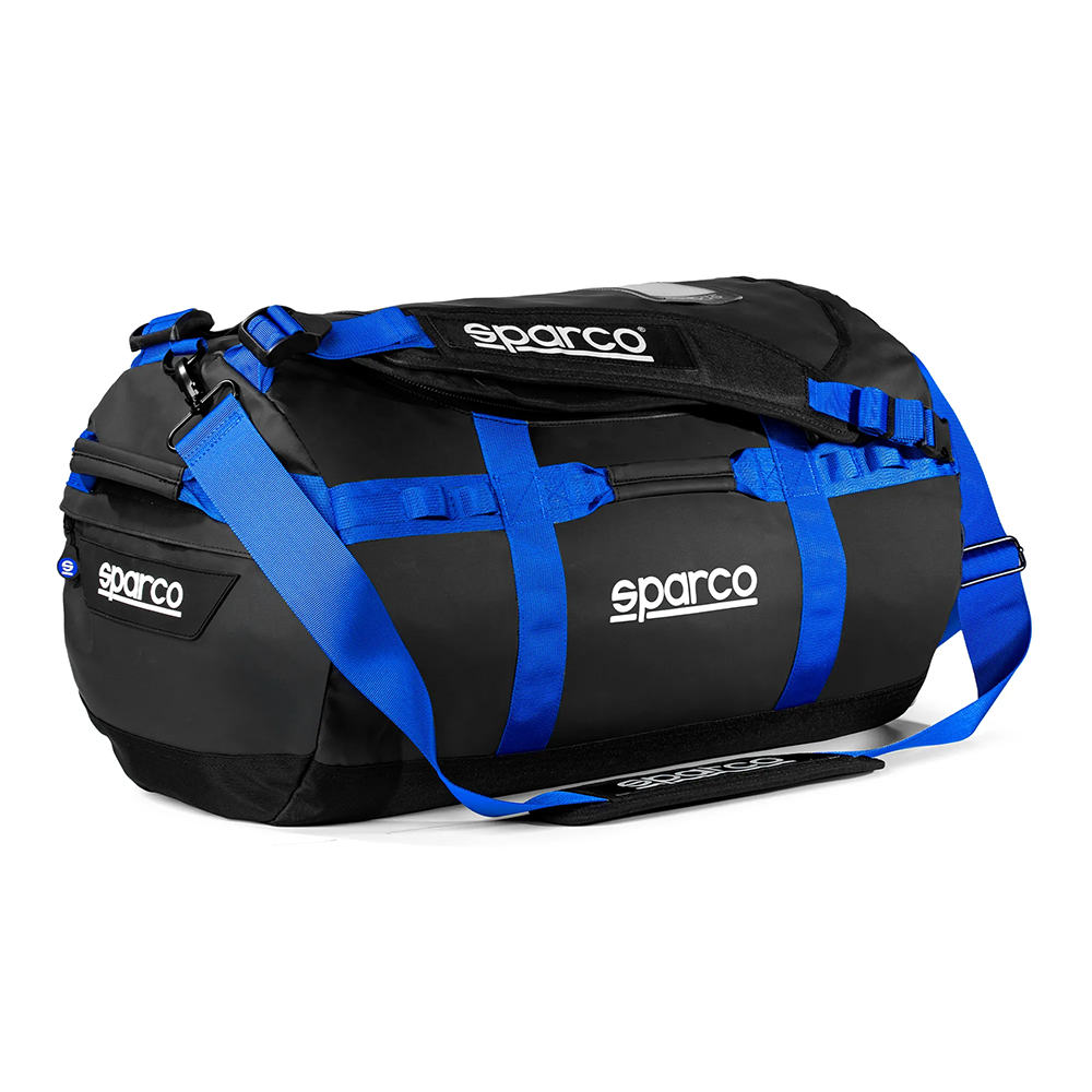 Sparco Dakar duffle bag small 1 Sparco Dakar duffle bag small van 60 liter in zwart met blauw