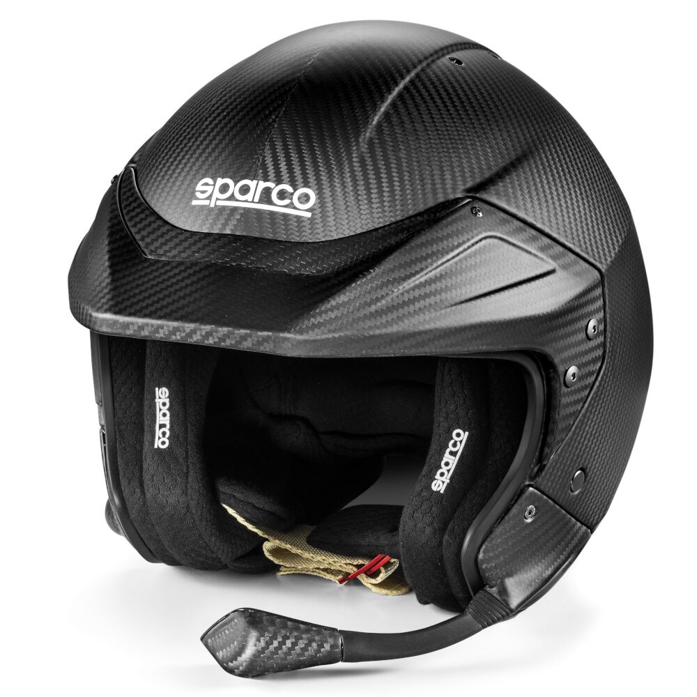 Sparco Flux RJ-i Carbon rallyhelm 1 Sparco Flux RJ-i Carbon open face rallyhelm met zwart interieur