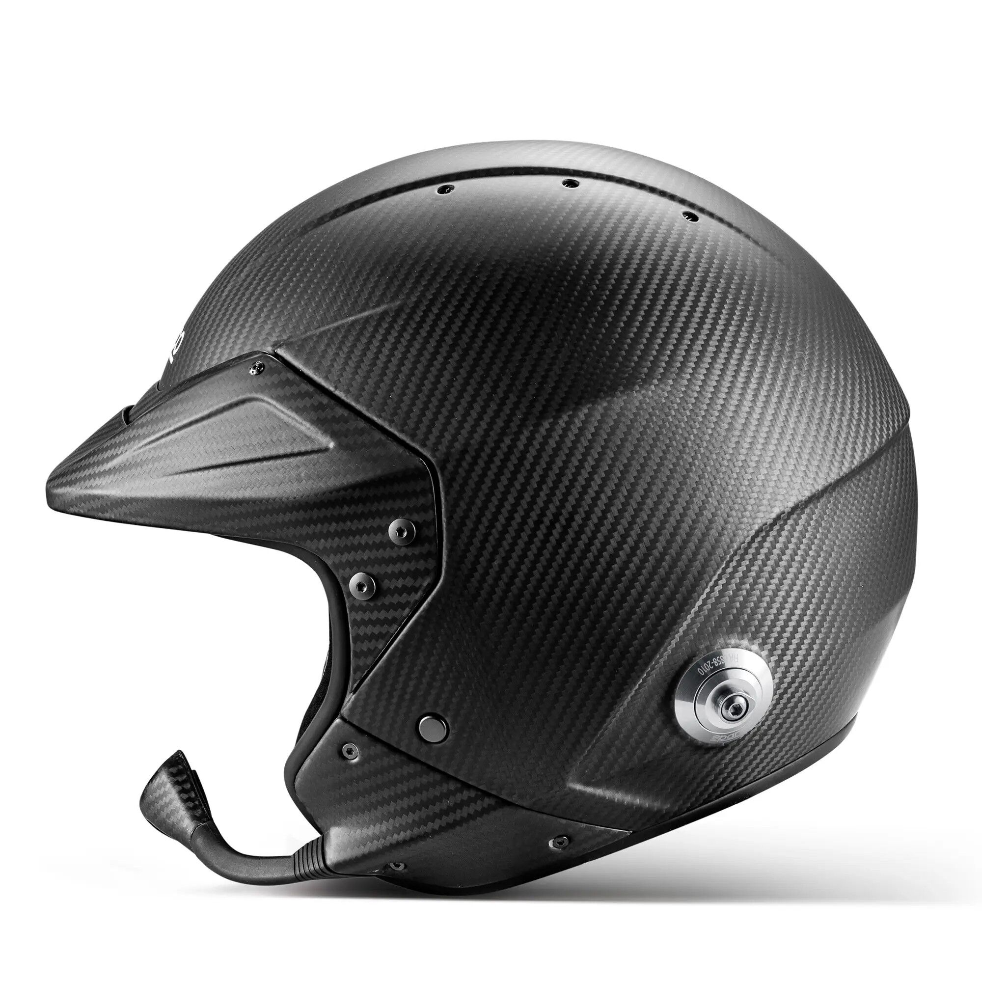 Sparco Flux RJ-i Carbon rallyhelm 4 Achteraanzicht van de carbon copilotenhelm met HANS-clips