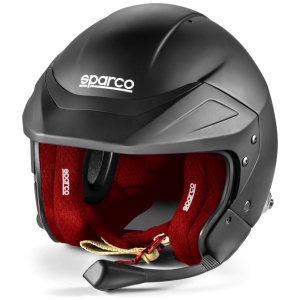 Sparco Flux RJ-i open face rallyhelm in zwart met geintegreerde intercom