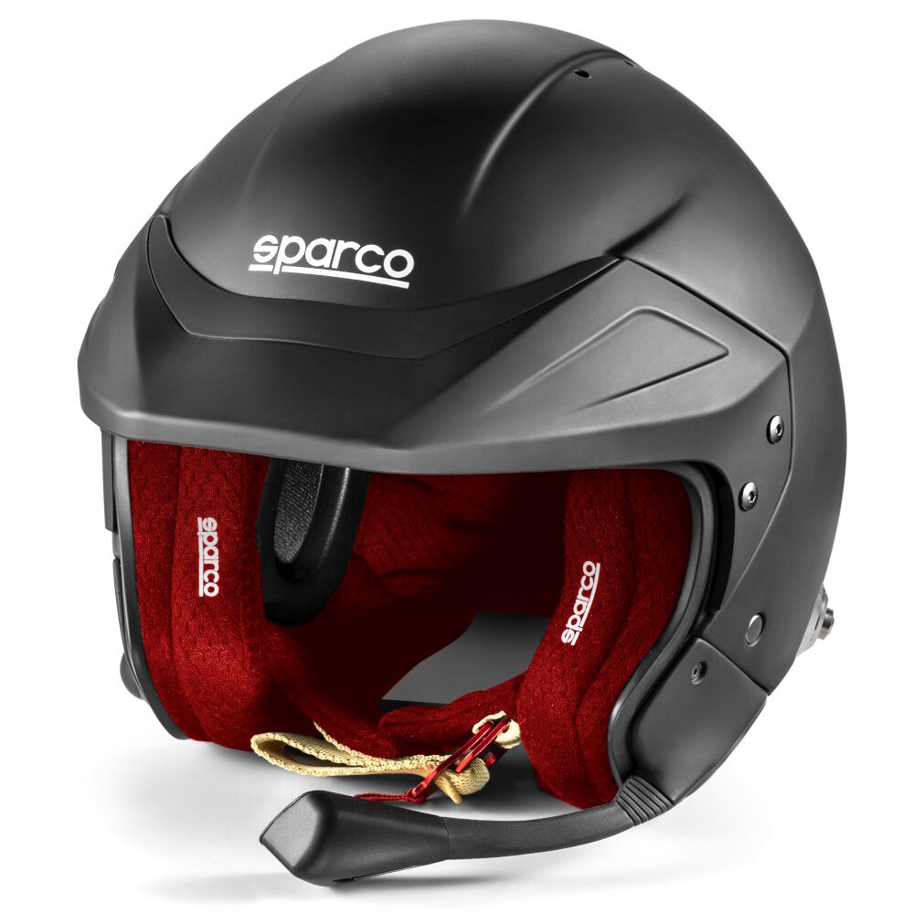 Sparco Flux RJ-i rallyhelm 2 Zwart met rode rally jethelm met microfoonarm