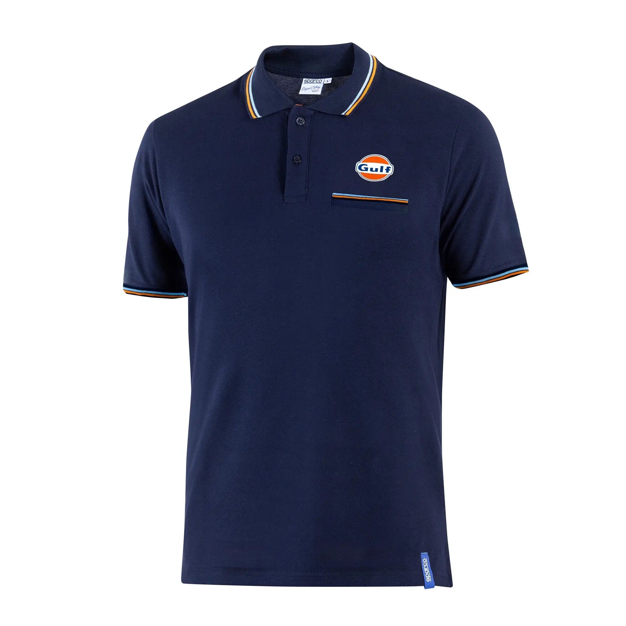Polo piqué Sparco Gulf à poche 1 Sparco Gulf piqué polo in marineblauw met borstzak