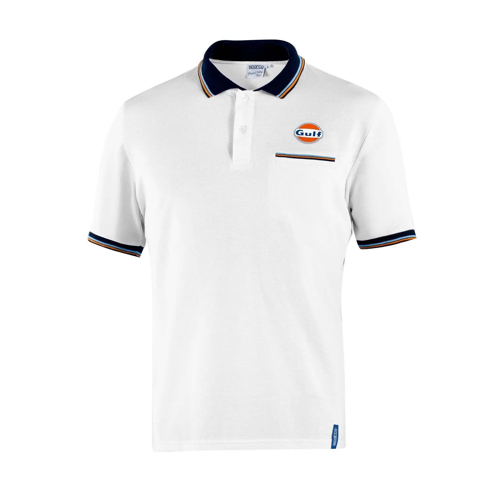 Polo piqué Sparco Gulf à poche 2 Witte Gulf polo van Sparco met TPU-patch