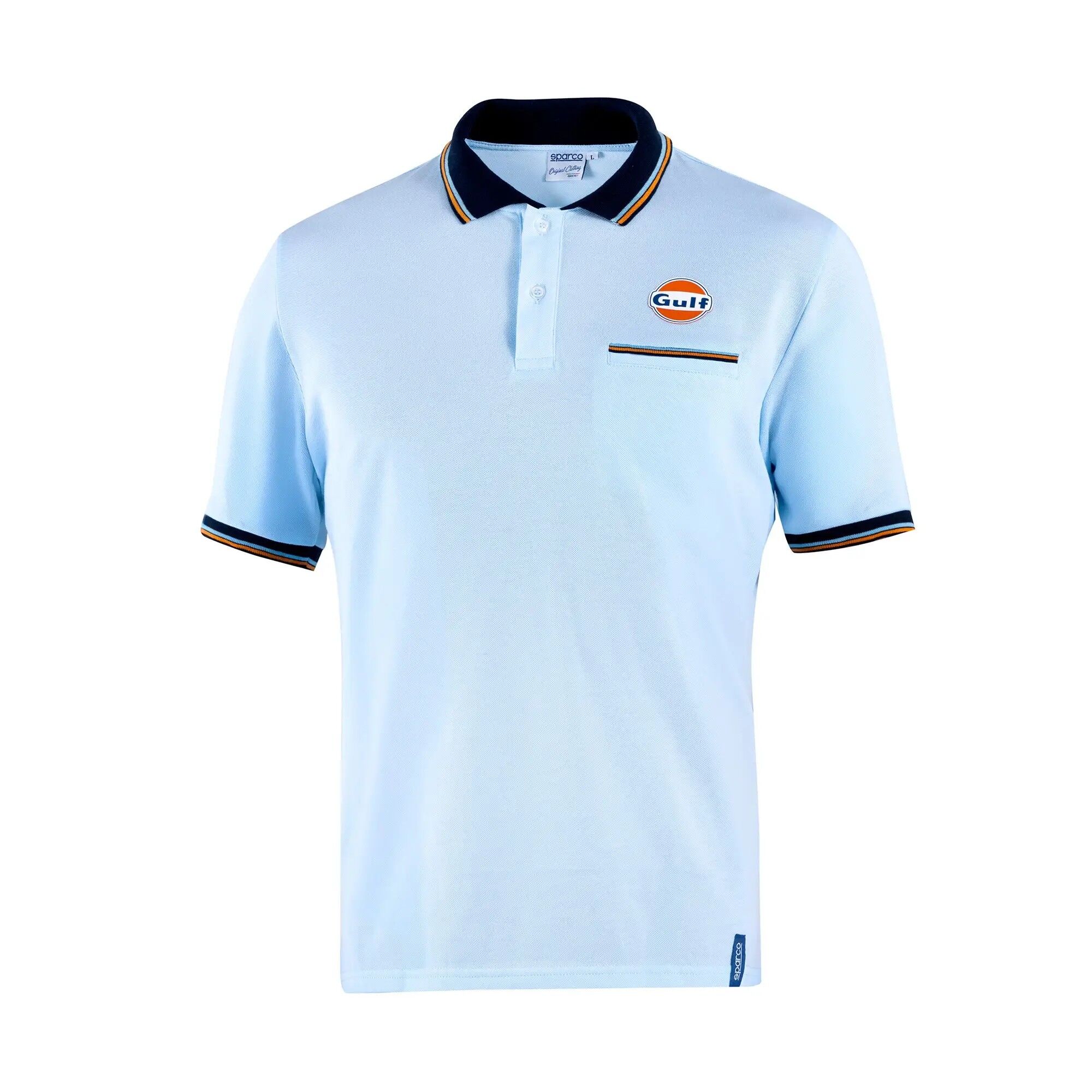 Polo piqué Sparco Gulf à poche 3 Lichtblauwe piqué polo met Gulf-patch